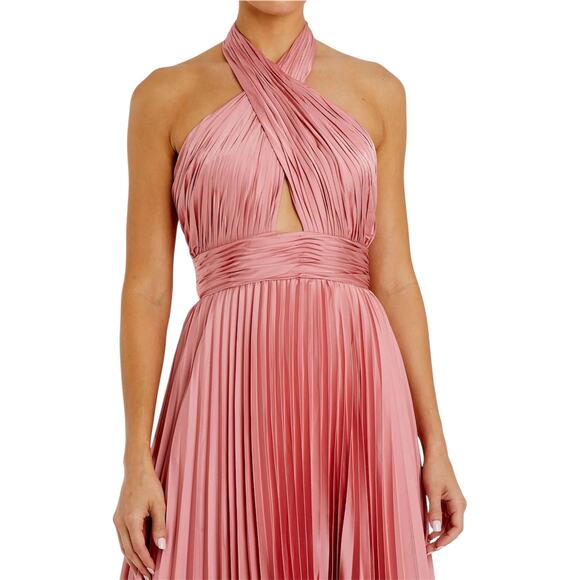 Elegant Pink Halter Maxi Dress - Picture 2 of 11